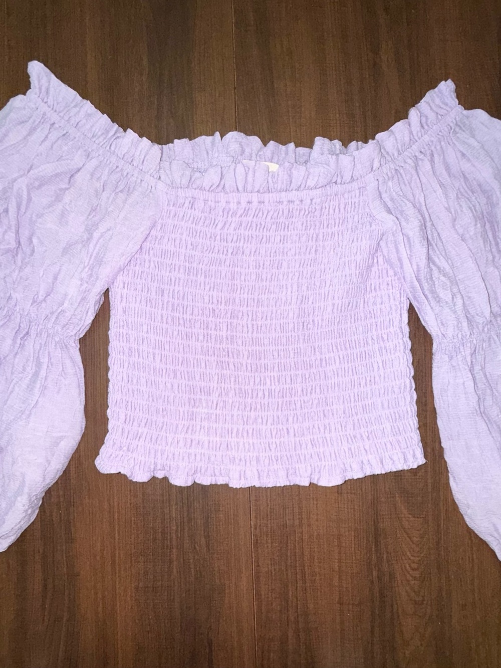 Girls Altar’d State Off-Shoulder Smocked Lavender Top